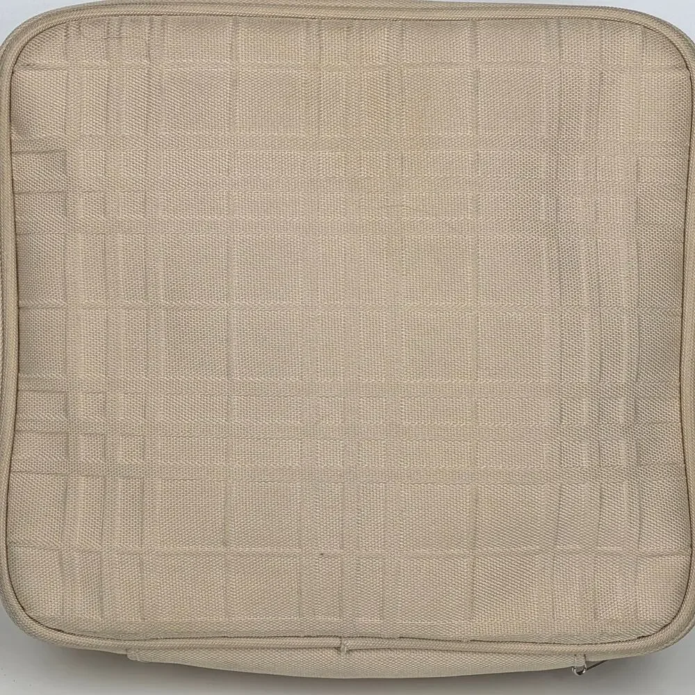 BURBERRY FRAGRANCES BEIGE TOILETRY COSMETICS POUCH – ZIP TOP – TEXTURED FABRIC
